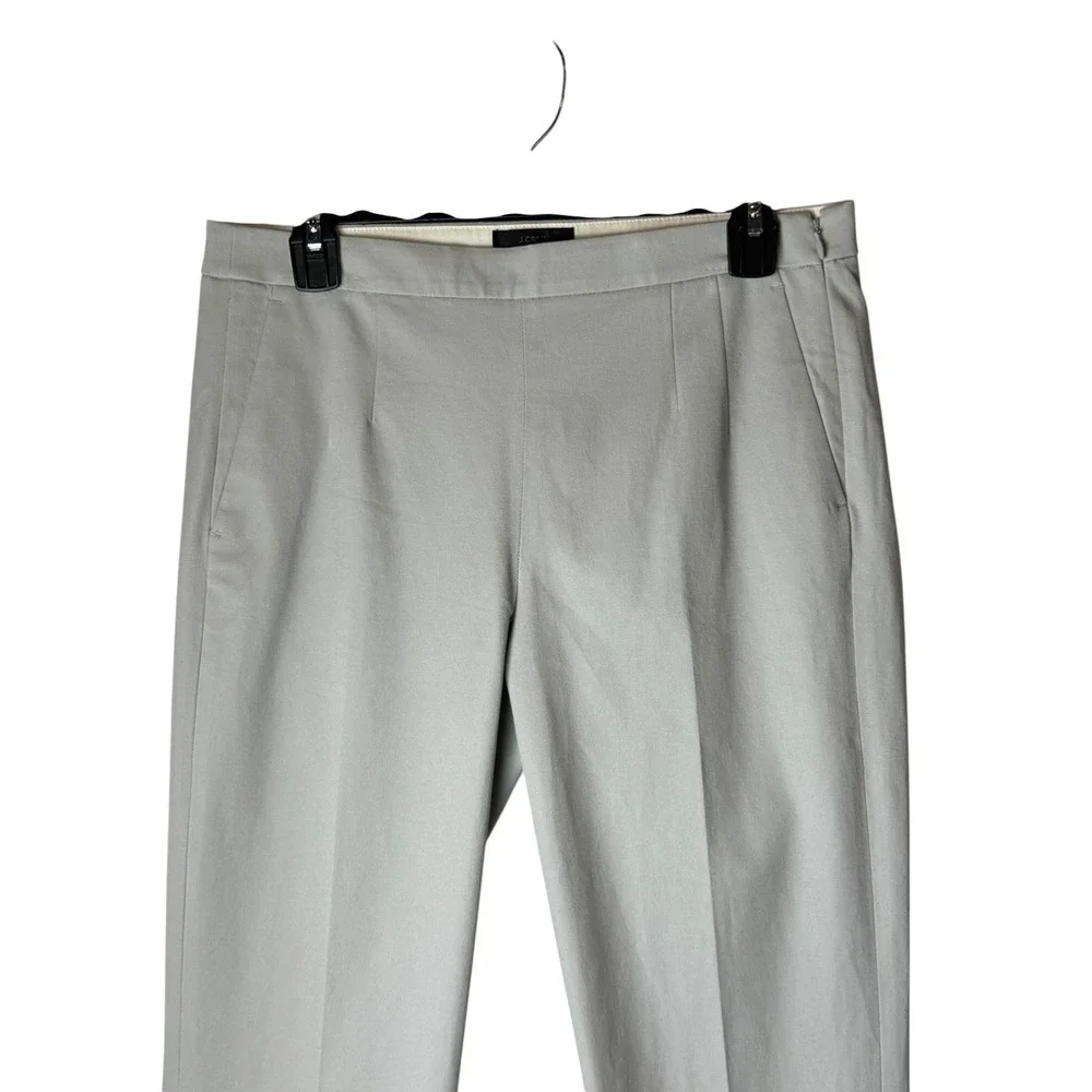 J Crew Martie Pants Women 6 Gray Crop Ankle Side Zip Stretch Trousers Preppy